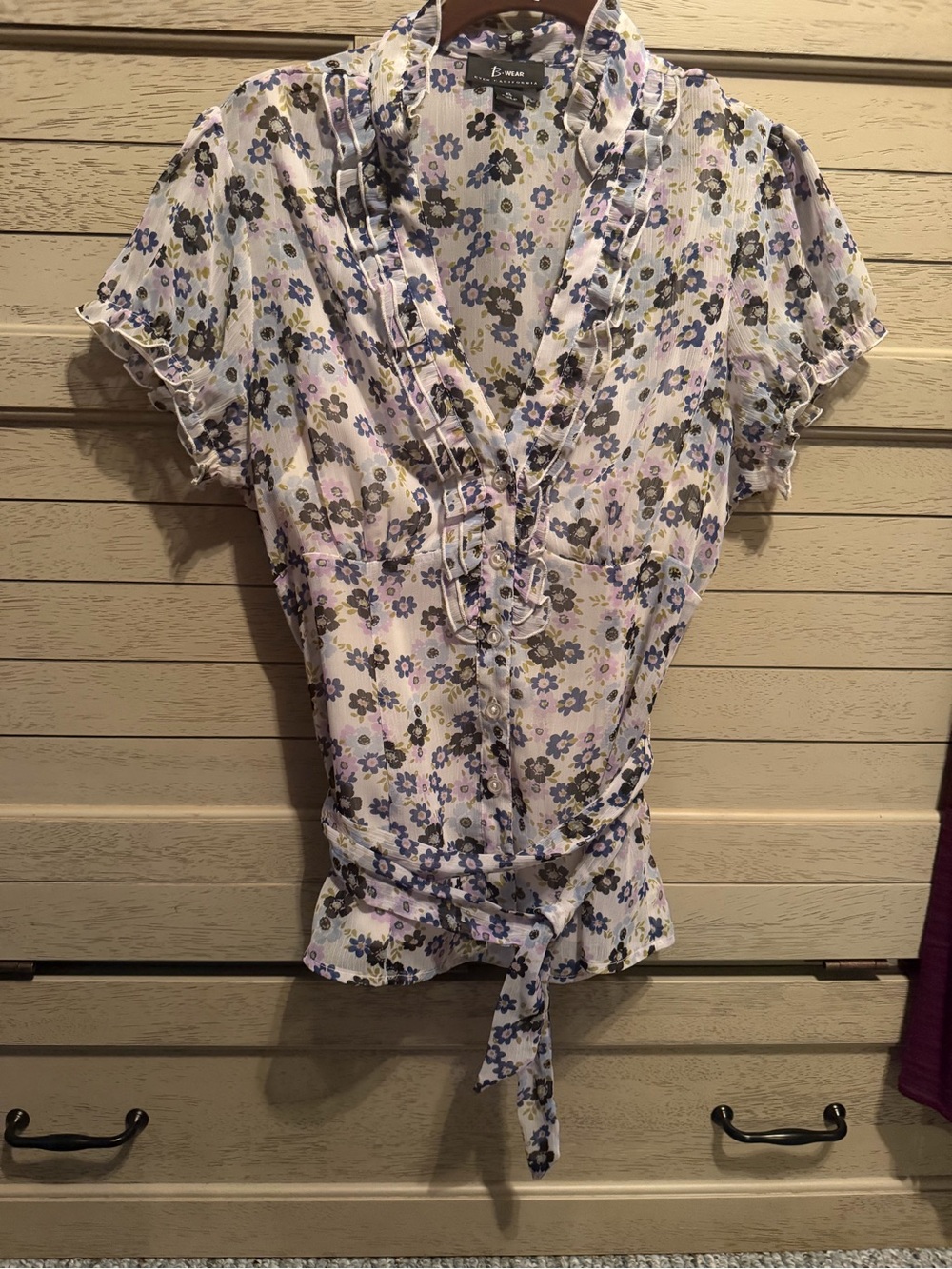 Bwear Lavender Floral Ruffle Wrap Top